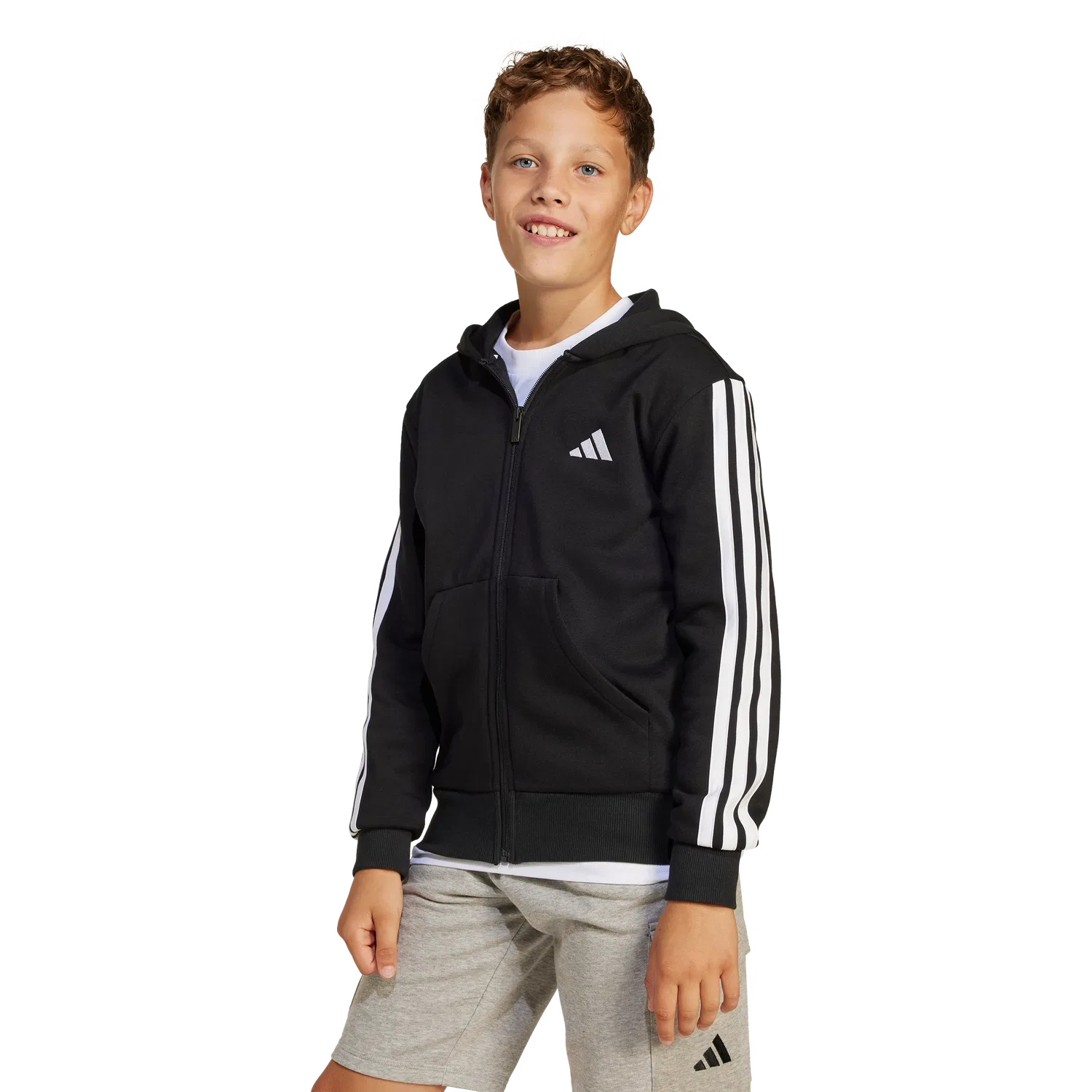 Детская спортивная куртка с капюшоном Adidas, черный — фото 2