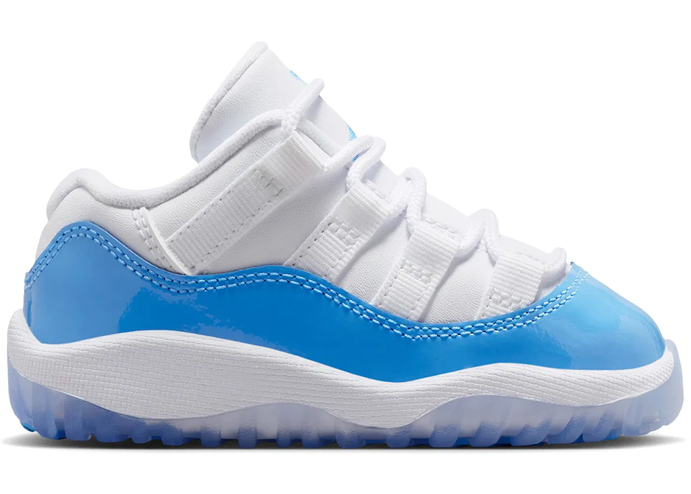 Детские кроссовки Lifestyle с блестящим носком Jordan 11 Retro Low, White/University Blue/Black