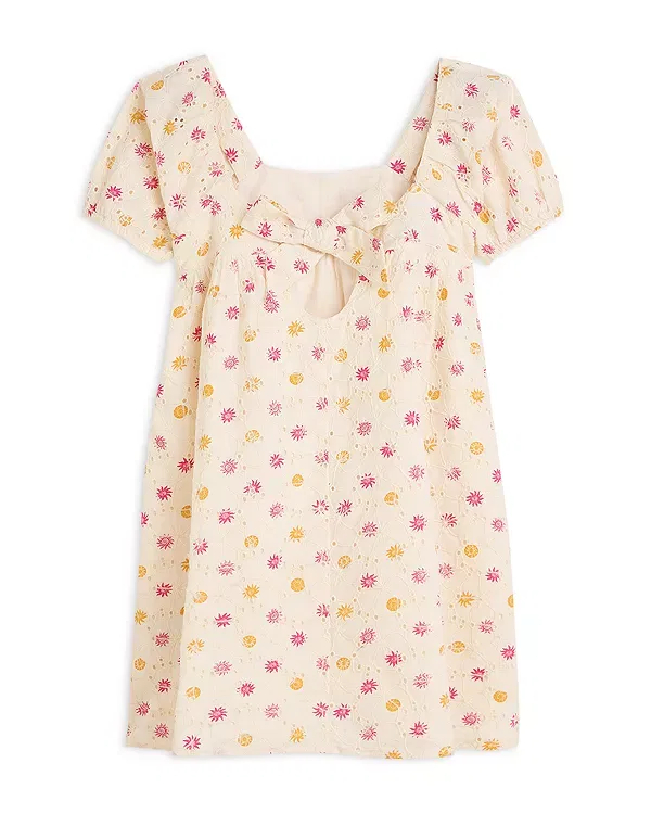 Детское платье для девочек с принтом и вышивкой Scotch & Soda, Light Beige — фото 2