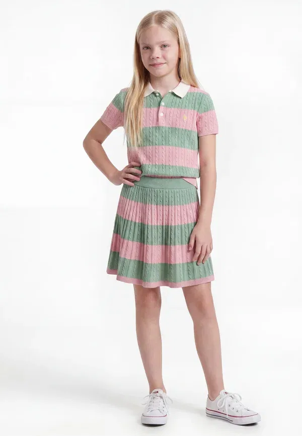 Комплект из мини-юбки и джемпера поло с полоской Polo Ralph Lauren, Adirondack Rose
