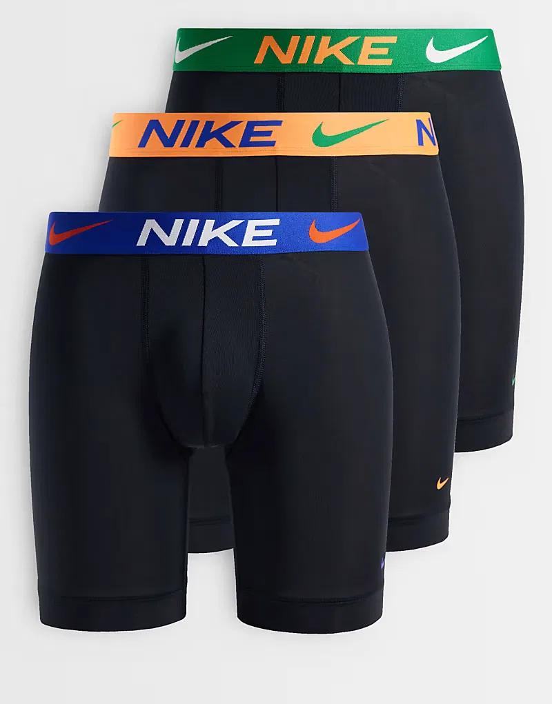 Боксеры-брифы удлиненные микро 3 шт Nike Essential, черный