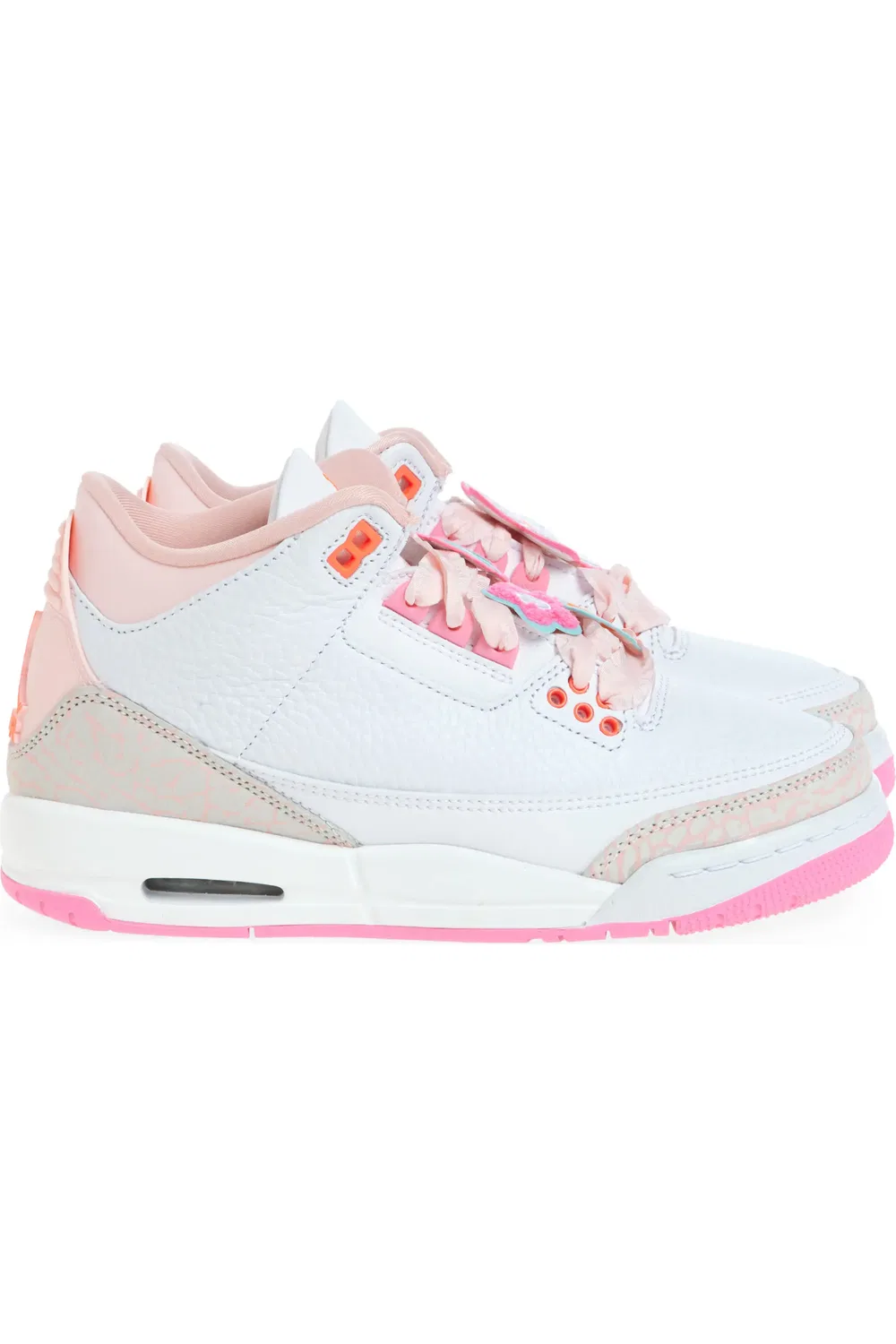 Детские баскетбольные кроссовки ретро Air Jordan 3 Jordan, Pearl Pink/Hyper Orange — фото 3