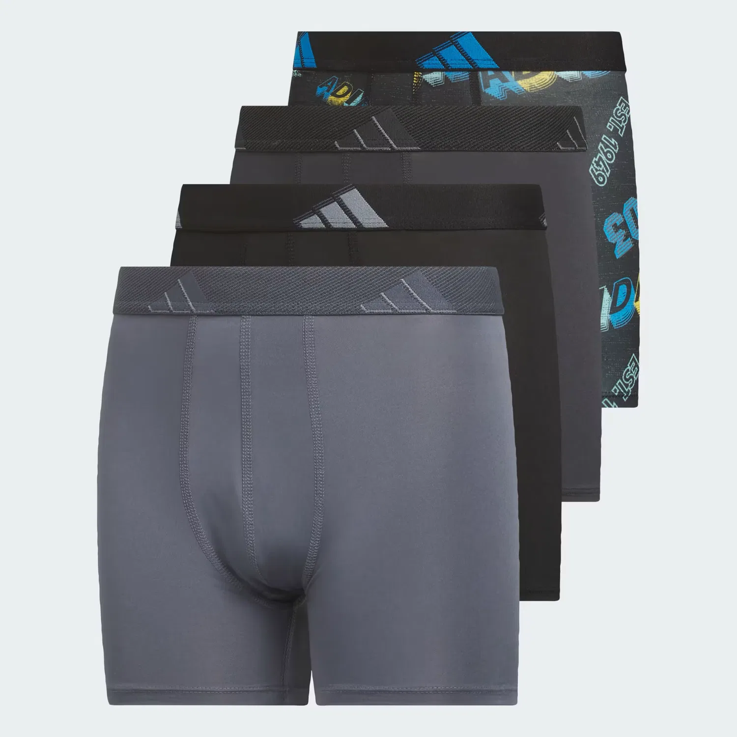 Трусы-боксеры из микрофибры, комплект из 4 штук, Adidas Performance, угольный/черный