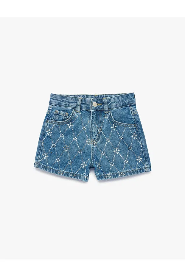Детские шорты для девочек с принтом Koton, Middle Indigo — фото 3