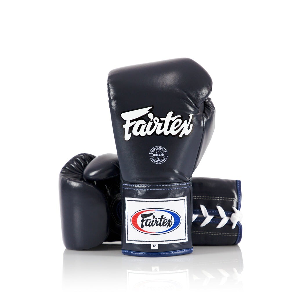 

Боксерские перчатки Fairtex Pro Competition, Locked Thumb (Leather), 14 oz., синий