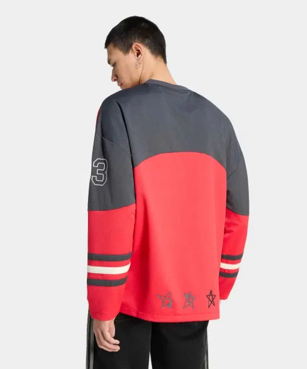 Футболка с длинным рукавом хоккейная Adidas, рубин — фото 2