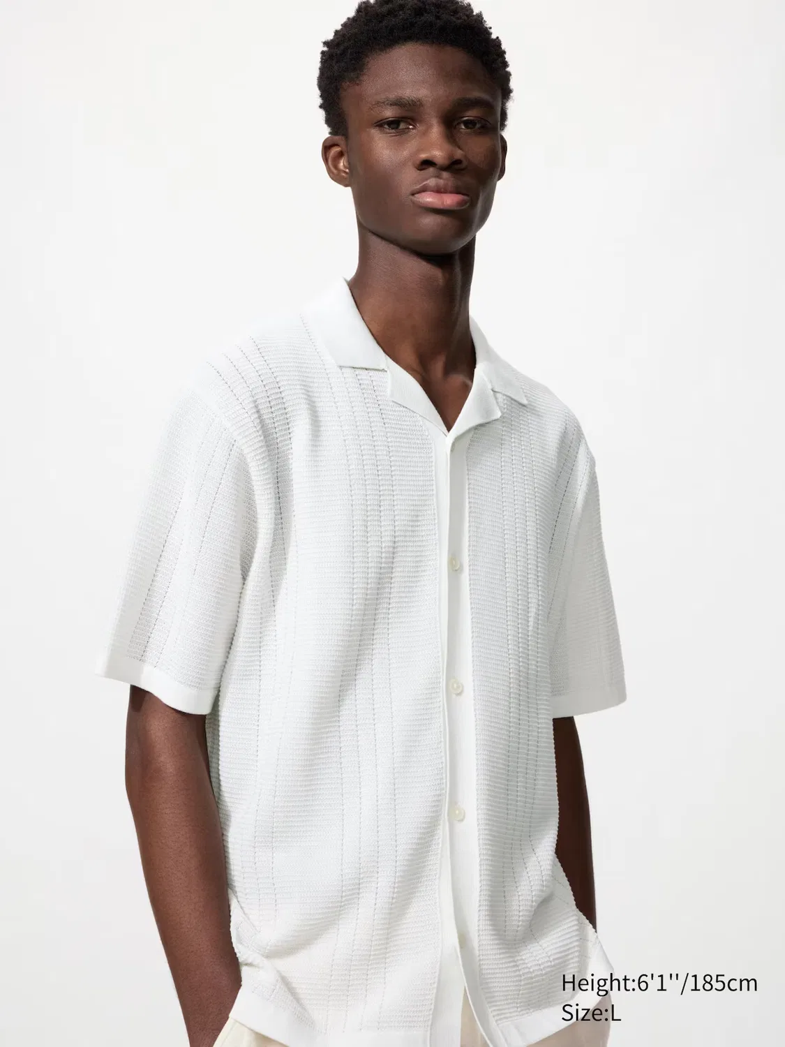 Рубашка вязаная Uniqlo, короткий рукав, стираемая, кремовый