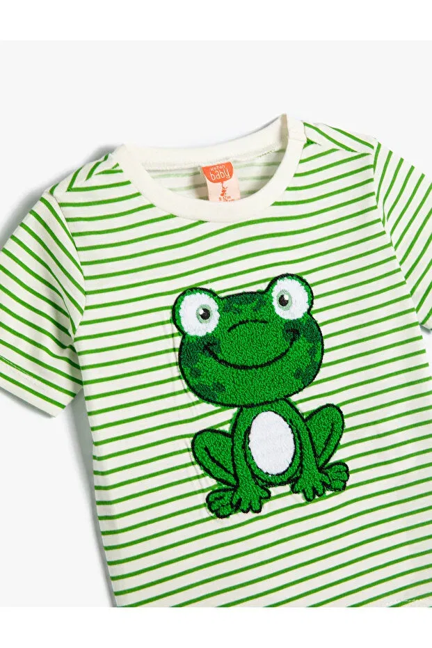 Детская футболка с принтом Koton, Green Striped — фото 3