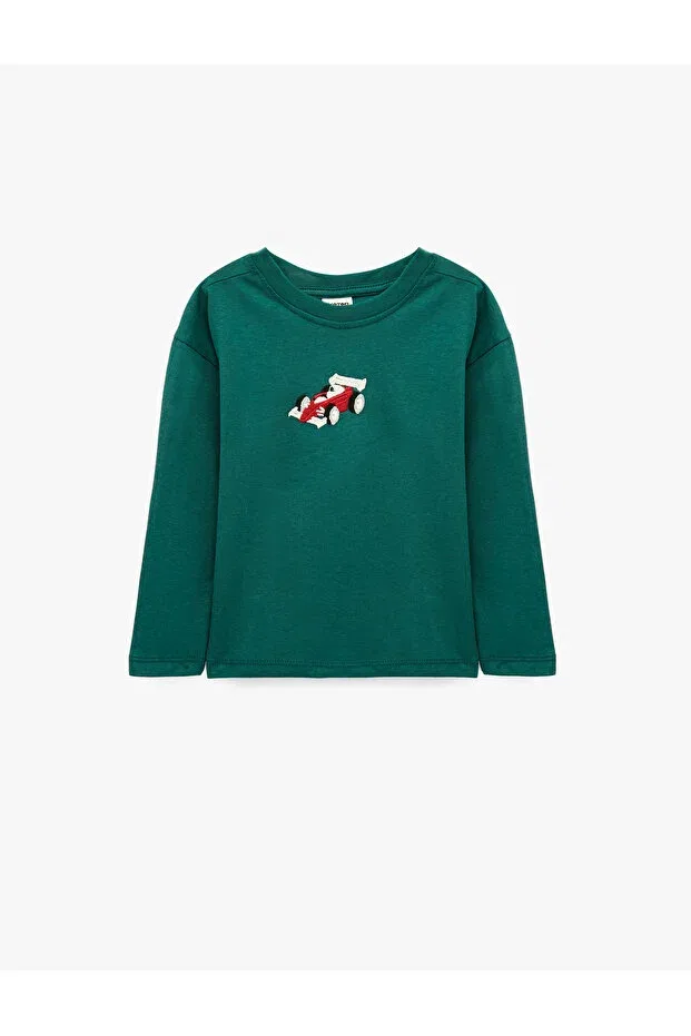 Детская хлопковое оверсайз футболка с длинным рукавом Koton, Green