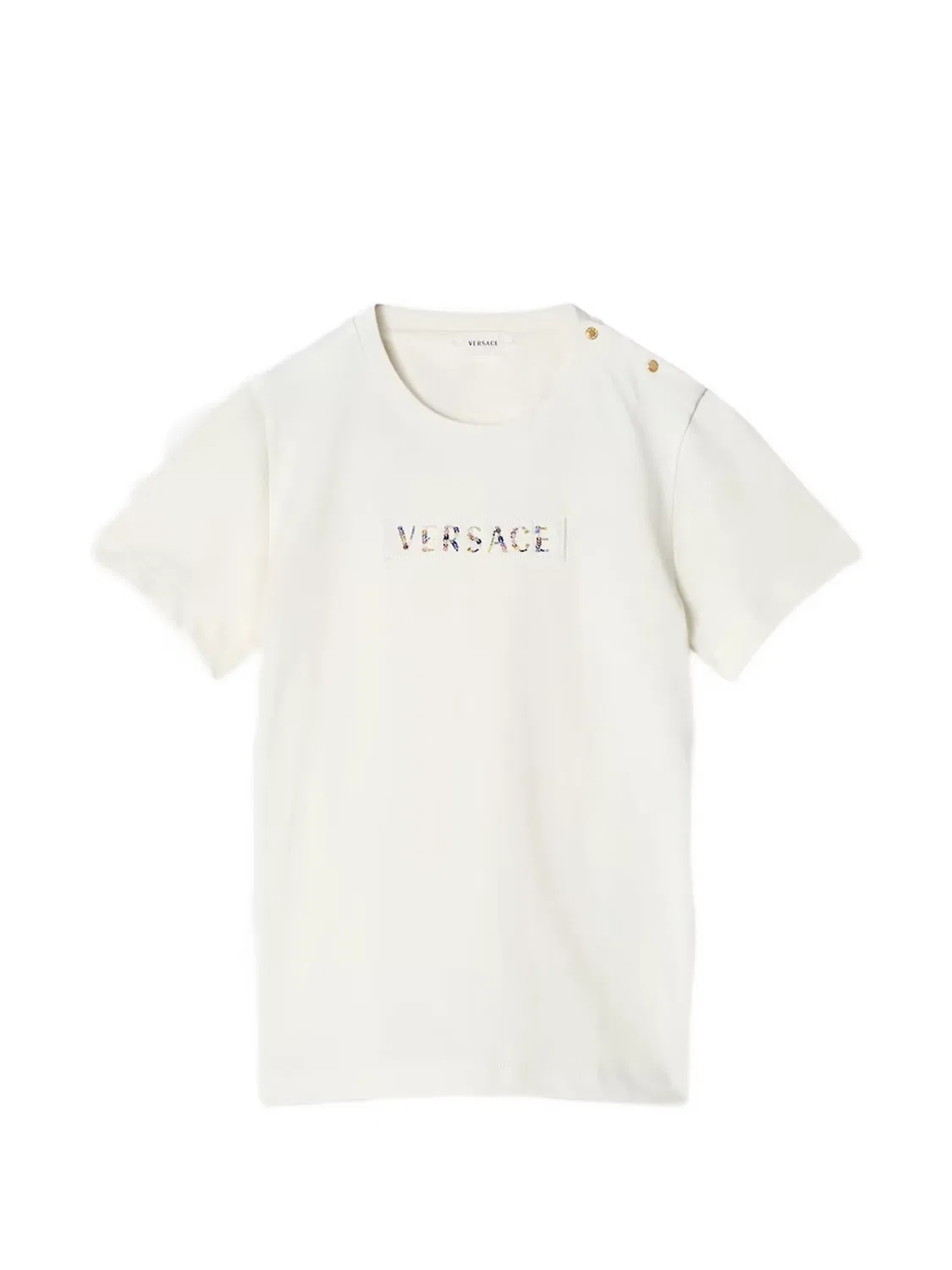 Футболка с логотипом Versace Kids, нейтральные цвета