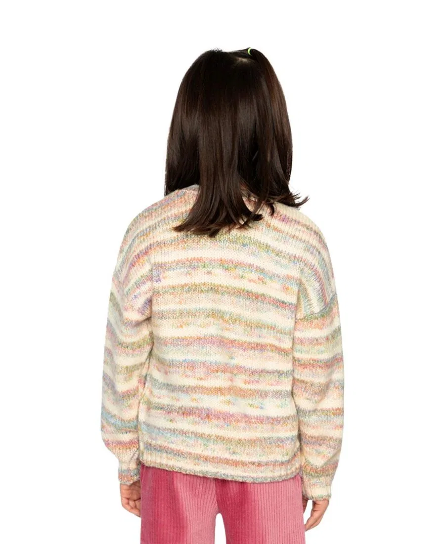 Вязаный кардиган с принтом в полоску, модель Soft Poetry Deux par Deux, Mauve And Blue Knitwear — фото 4