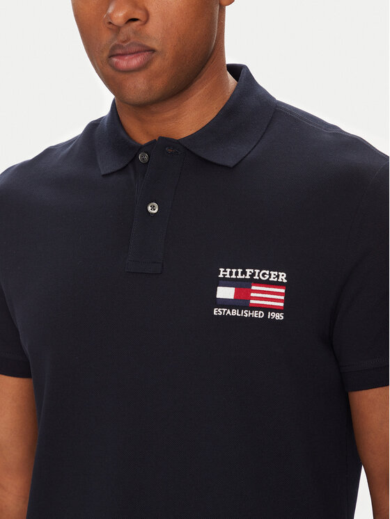 Рубашка поло стандартный крой Flag MW0MW39836 Tommy Hilfiger, синий — фото 4