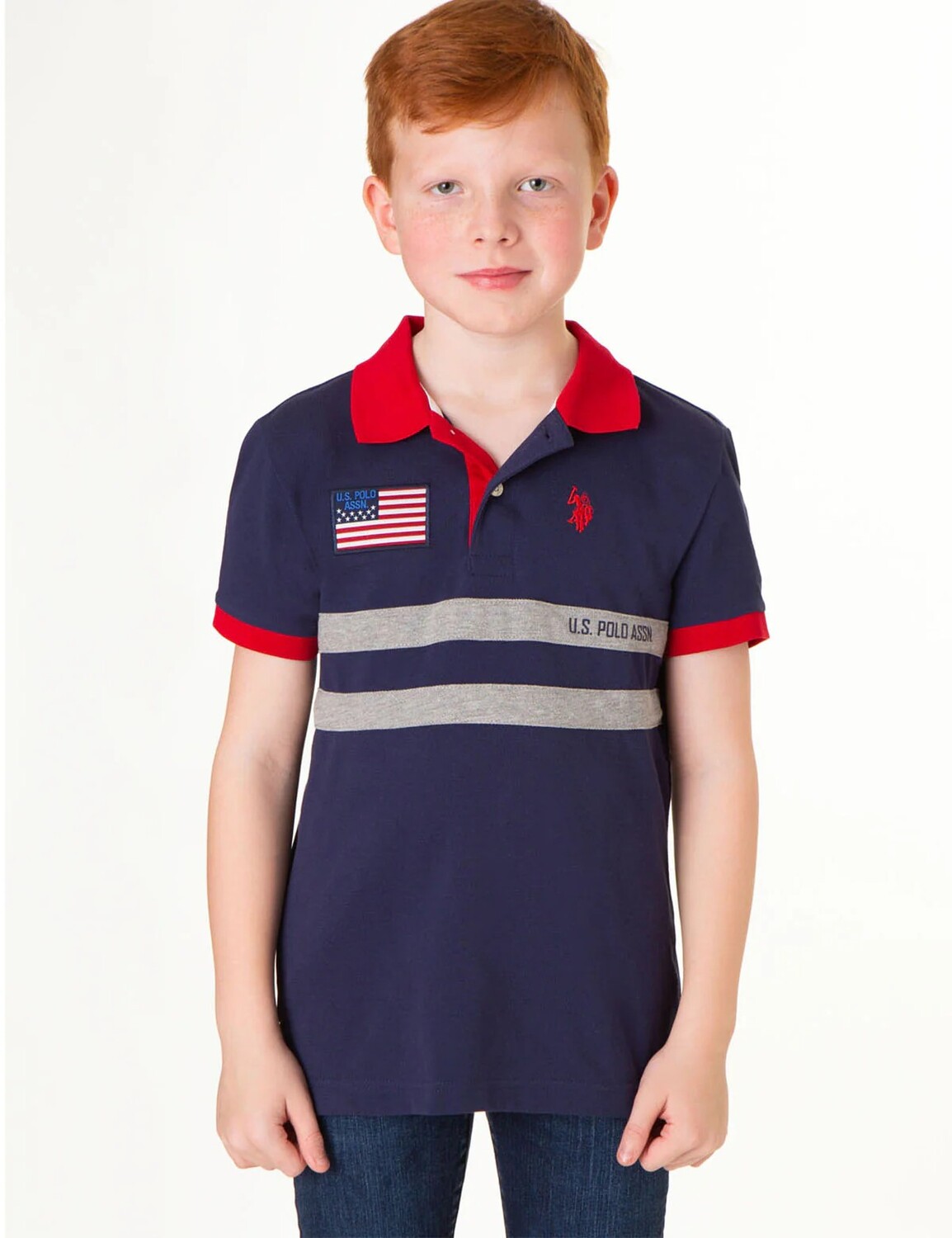 

Футболка поло U.S. Polo Assn. Boys Colorblock Pique, темно-синий