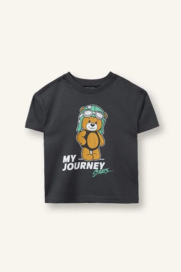 Детская футболка для мальчиков с принтом Teddy Bear Defacto, Anthracite-Ar226