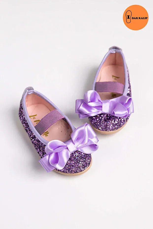Детские туфли для девочек с бантом Le Mabelle, Lilac