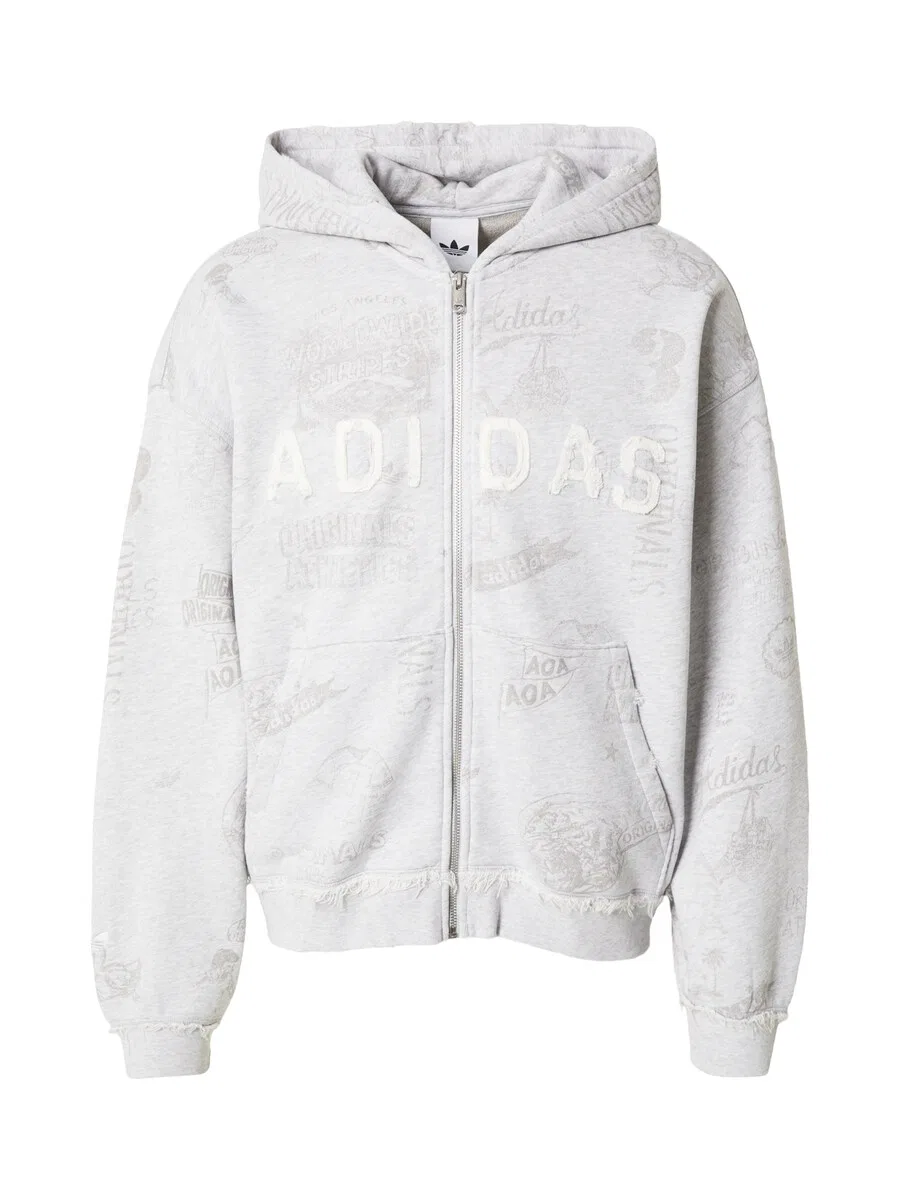 Худи на молнии ADIDAS ORIGINALS 'AOA' темно-серого, пятнисто-серого цвета