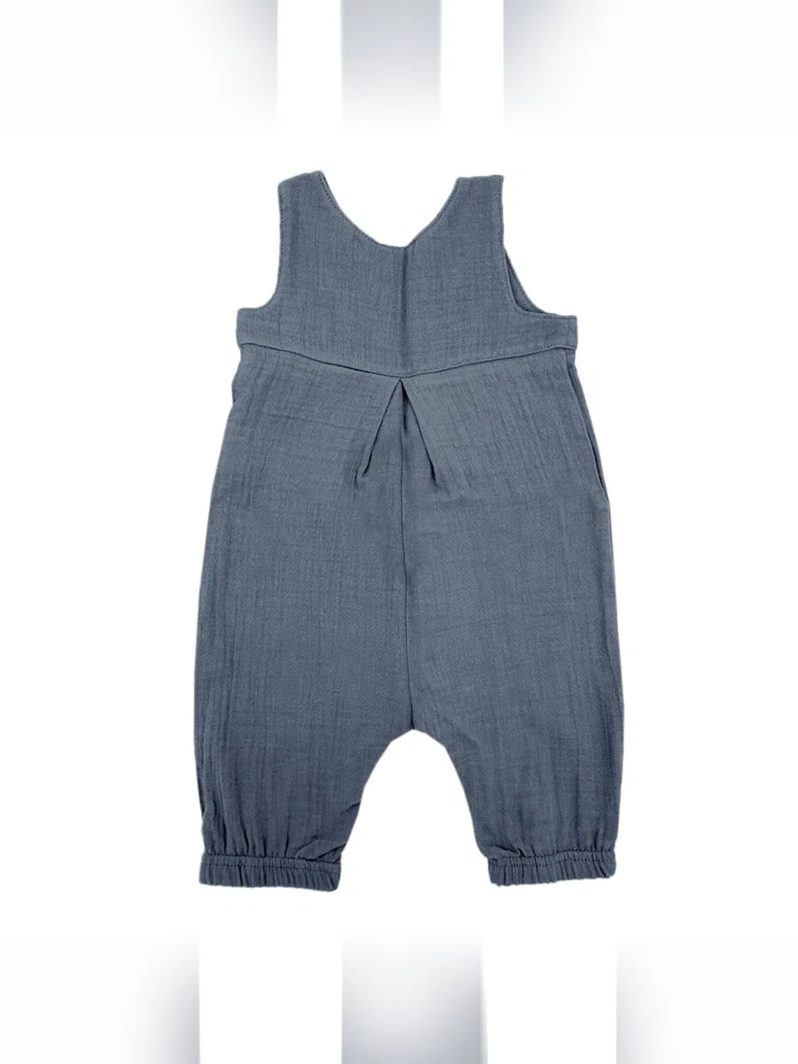 Комбинезон MAXIMO 'GOTS BABY-Overall, Musselinstoff, Windeloffnung' синего цвета — фото 2
