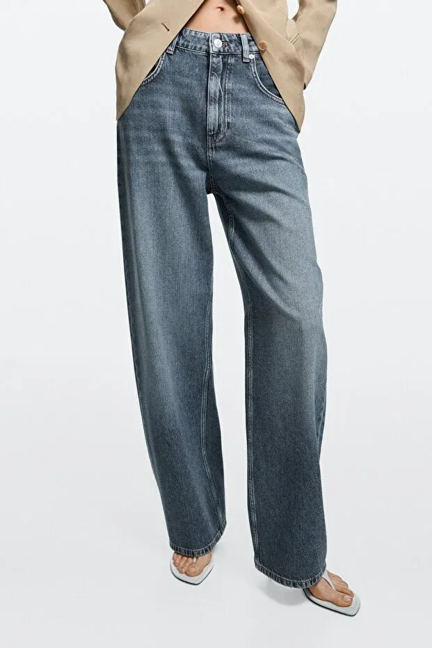 Женские джинсы-бабочка с завышенной талией Massimo Dutti, Blue — фото 2