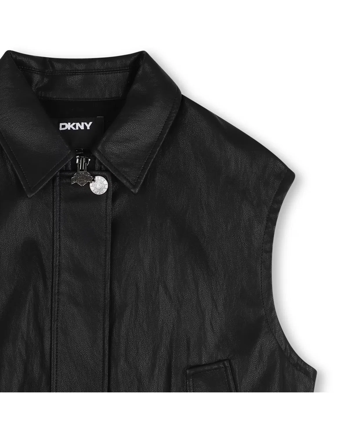 Детская куртка для девочек из кожзаменителя DKNY, Negro — фото 2