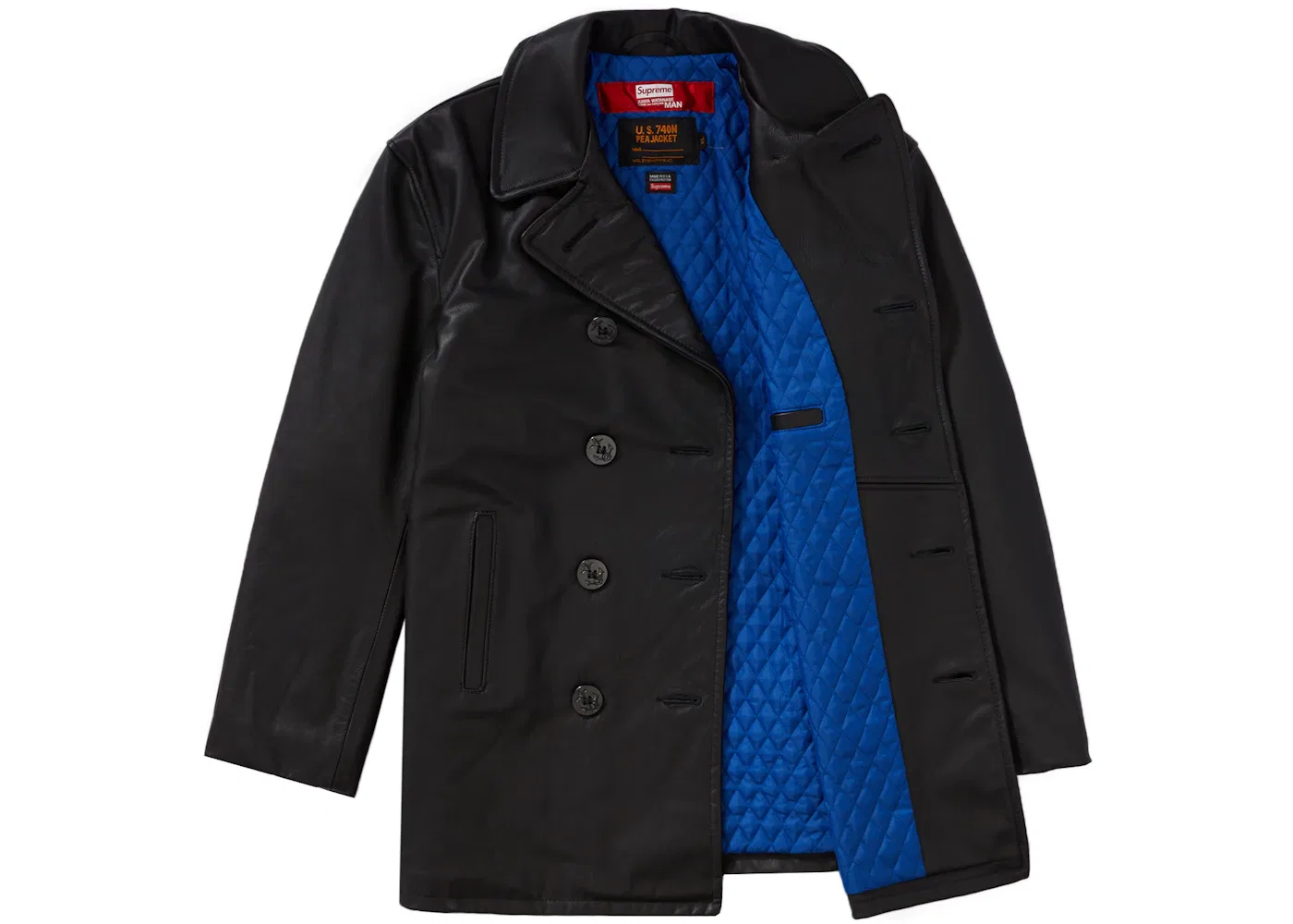 Мужское пальто-бушлат Supreme JUNYA WATANABE CDG MAN Schott Leather Peacoat, Black — фото 2