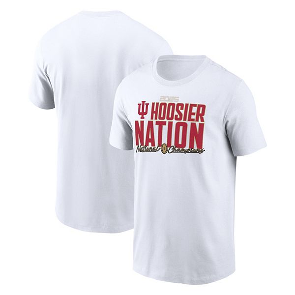 

Мужская белая футболка indiana hoosiers college football playoff 2025 national champions run stopper mantra Nike