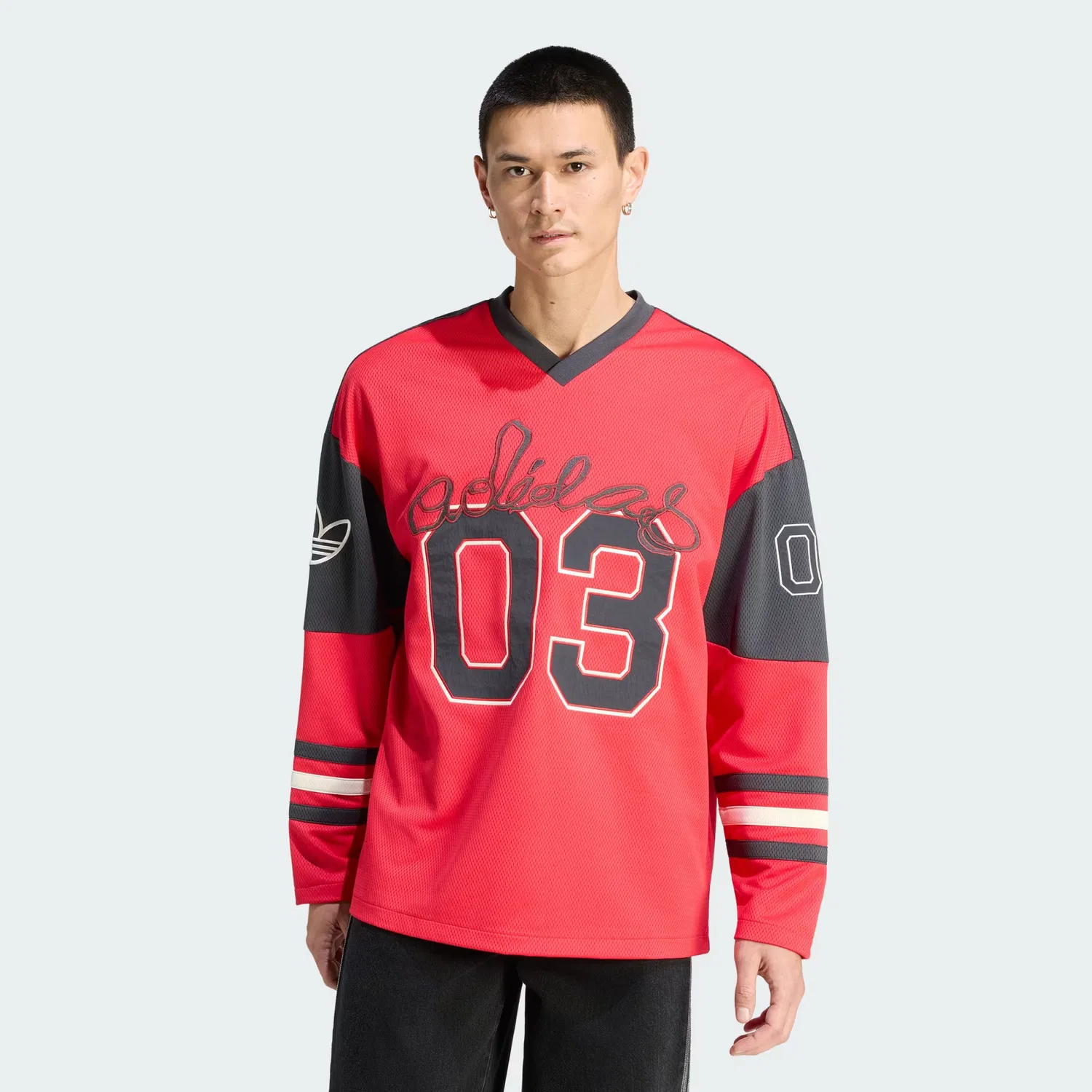 Мужское джерси с длинными рукавами свободного кроя Originals Hockey Long Sleeve Jersey Adidas Originals, рубиновый
