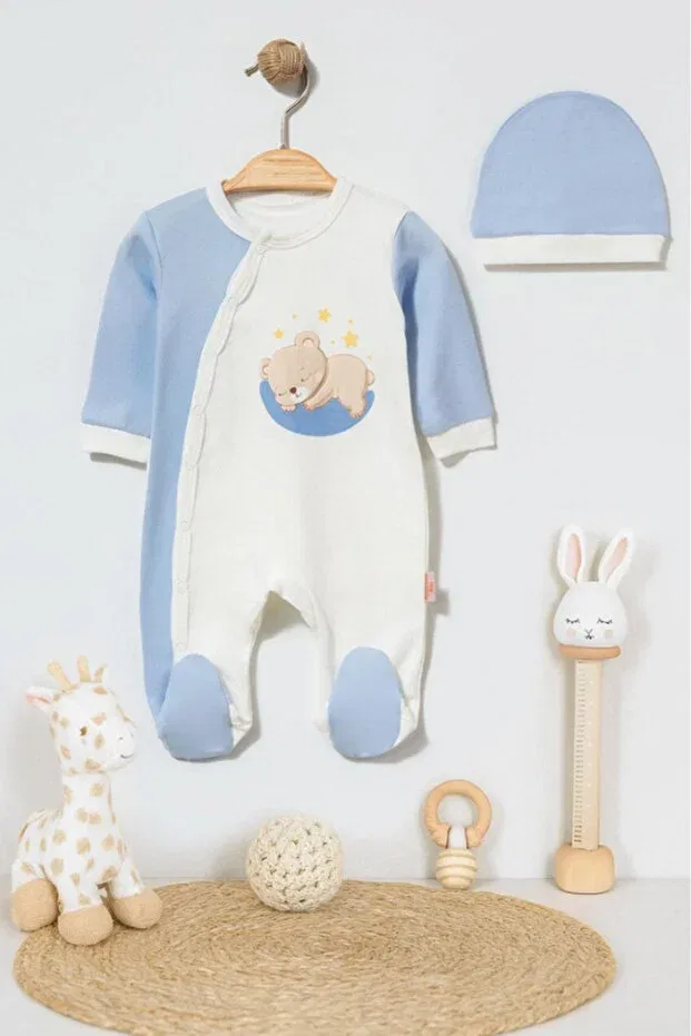 Детский комплект боди и шапки для новорожденных хлопковый Bamoola, Blue Bear