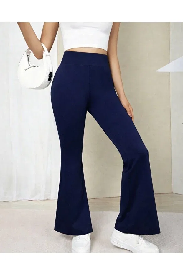 Детские леггинсы для девочек с принтом Marovoay, Navy Blue — фото 2