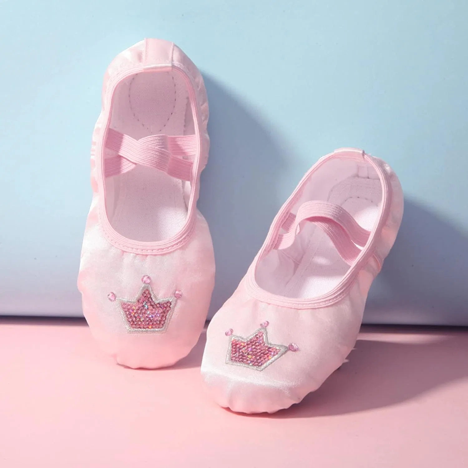 Детские балетки для девочек с принтом Star Satin, Rose Gold — фото 3
