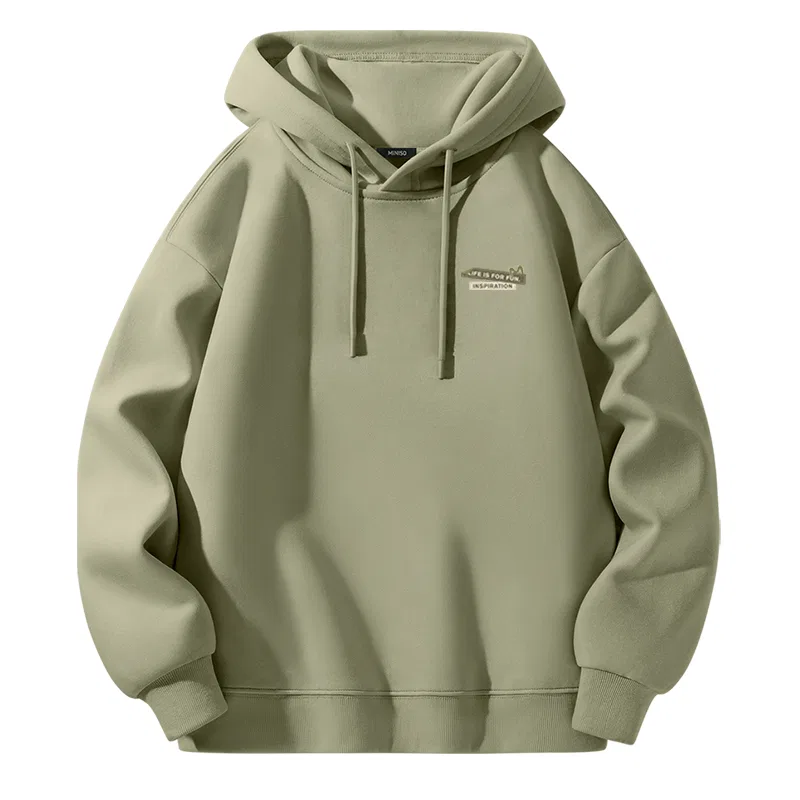 Детский худи с капюшоном флисовый Miniso, Цвет Fleece-Lined Red (B Letter Label Chest Logo) — фото 3