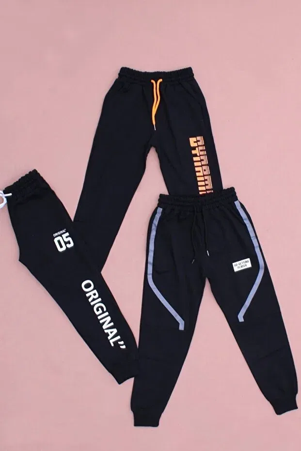 Детский комплект спортивных штанов для мальчиков с принтом Basics Generic Brands, Black