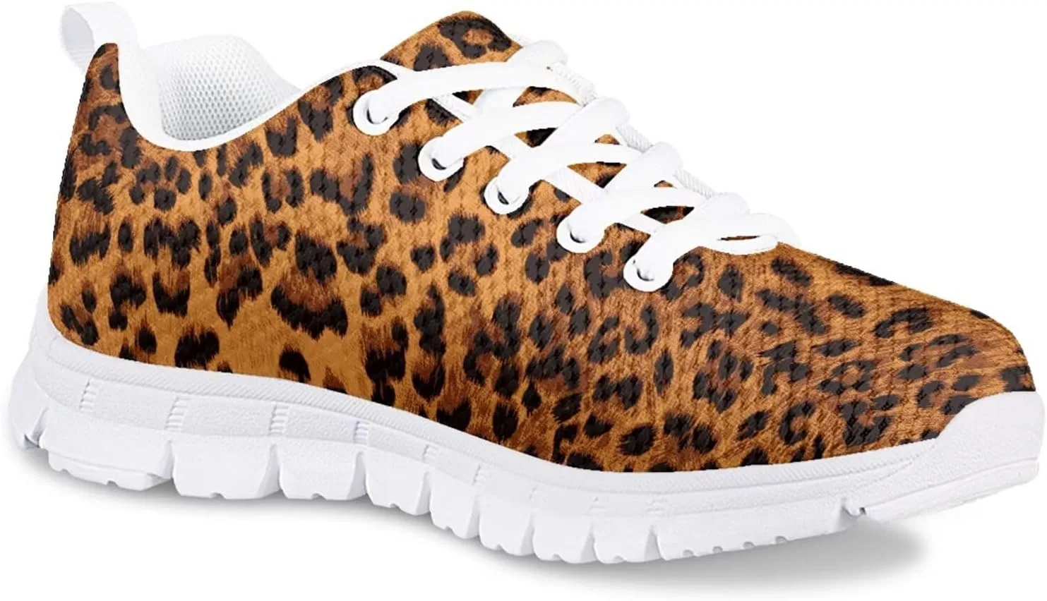 Детские кроссовки для девочек с принтом Ystardream, Brown Leopard — фото 3