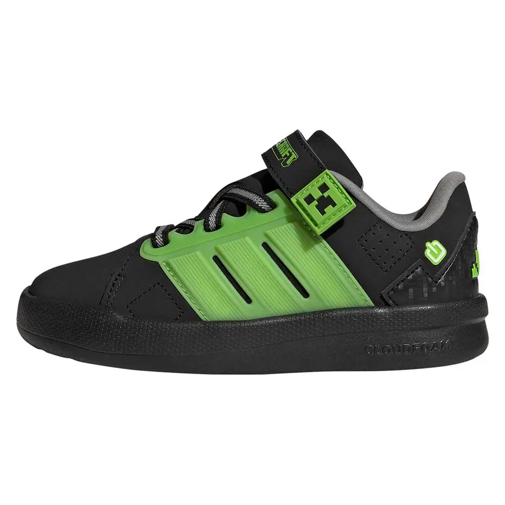 Детские кроссовки для девочек с LED-подсветкой Adidas Minecraft Lightorama Court, Black — фото 2