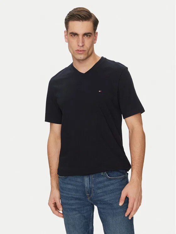 Футболка regular fit Essential V-Neck Tee Tommy Hilfiger, темно-синий