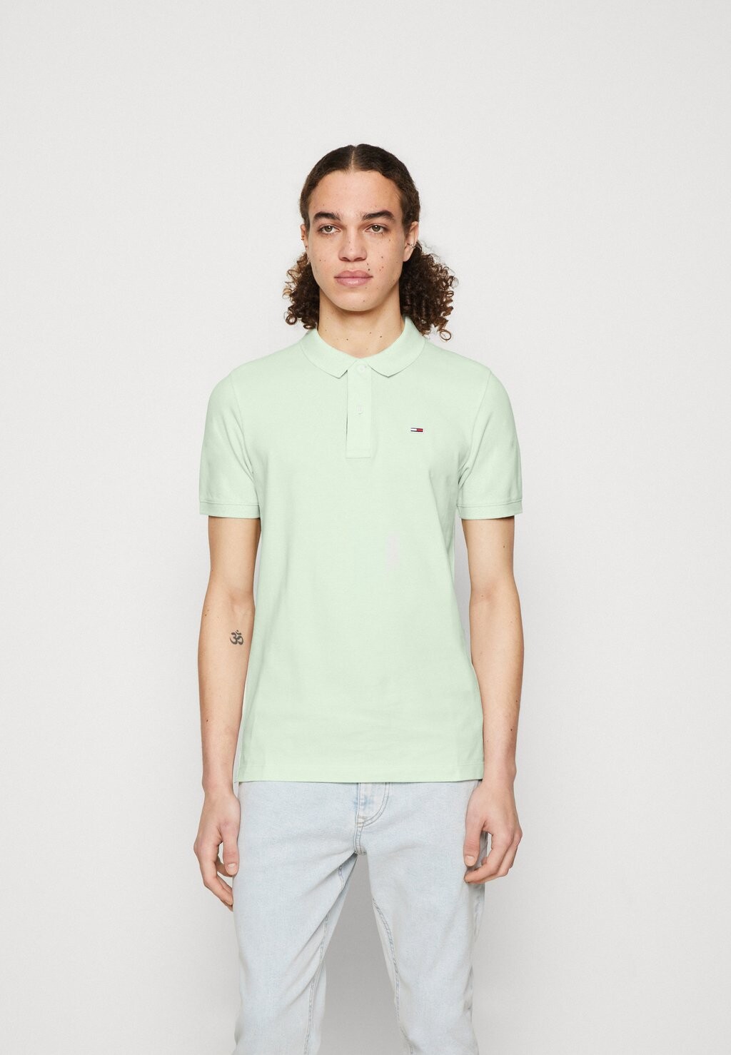 

Поло SLIM PLACKET Tommy Jeans, мятный