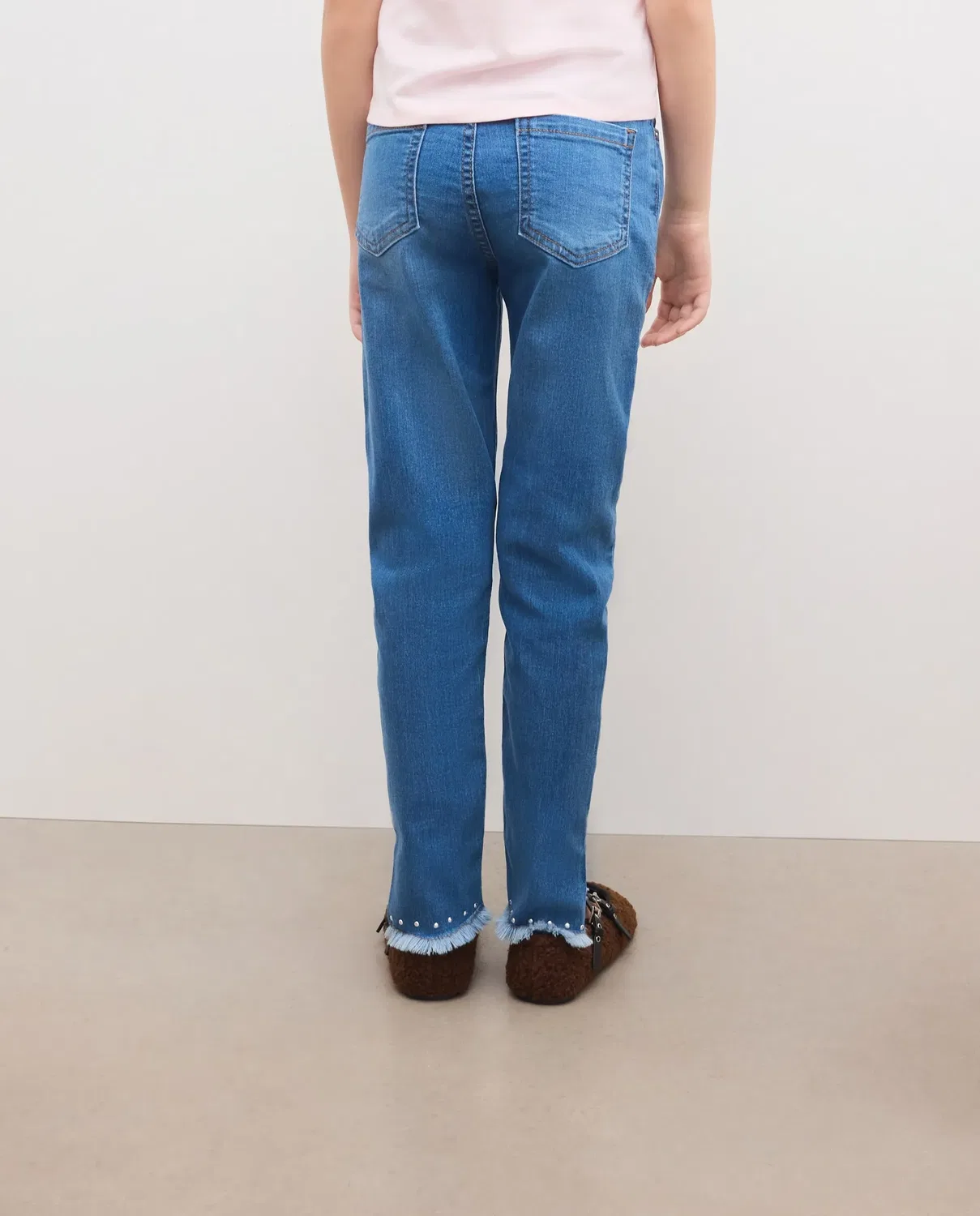 Детские джинсы для девочки slim fit с потертостями Kids El Corte Inglés, Azul Pálido — фото 3