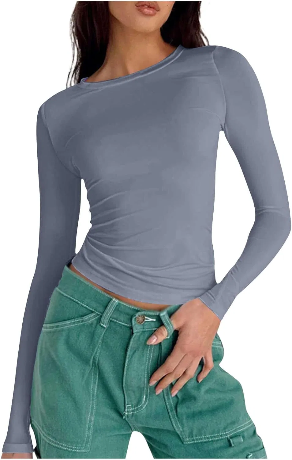 Женская облегающая футболка с круглым вырезом Basic, Grey