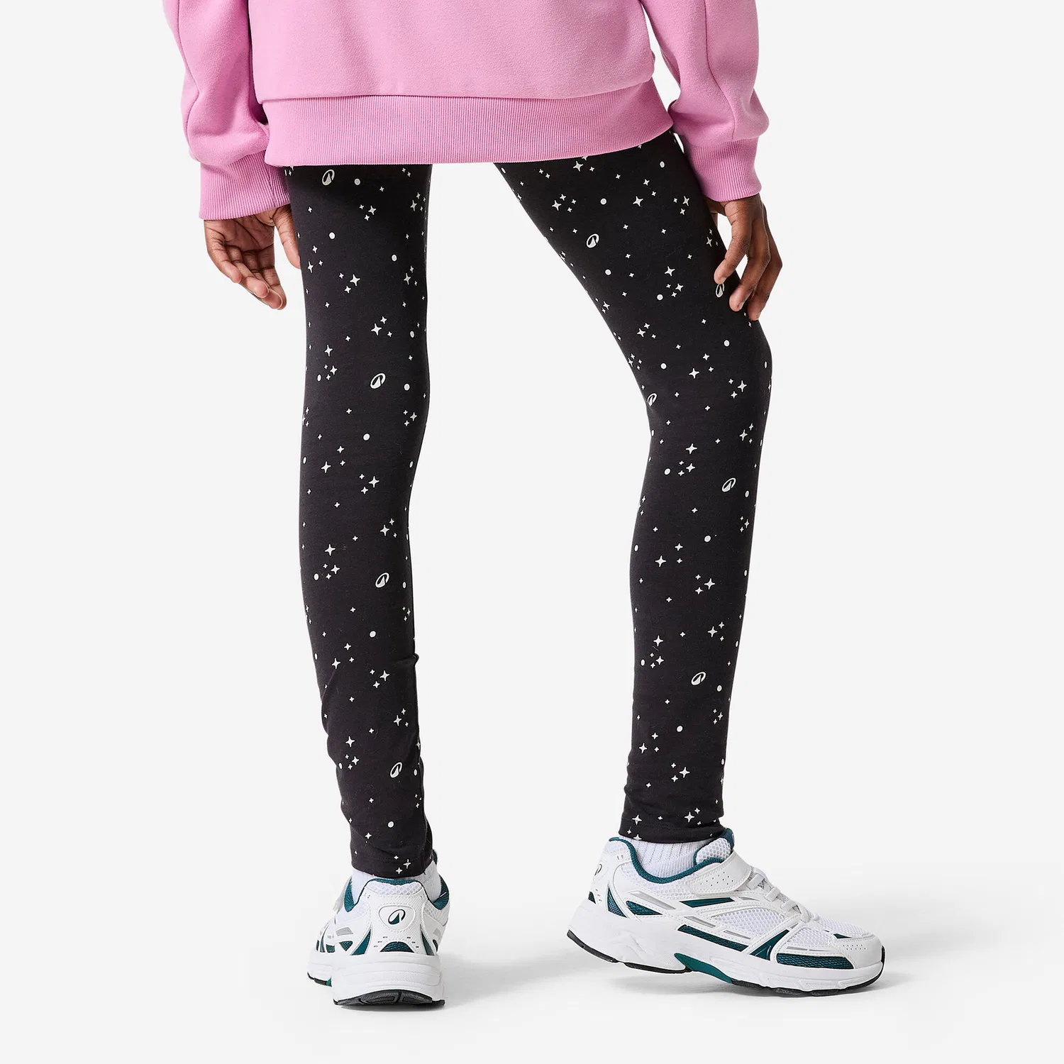 Детские хлопковые леггинсы с принтом Decathlon, Schwarz — фото 4