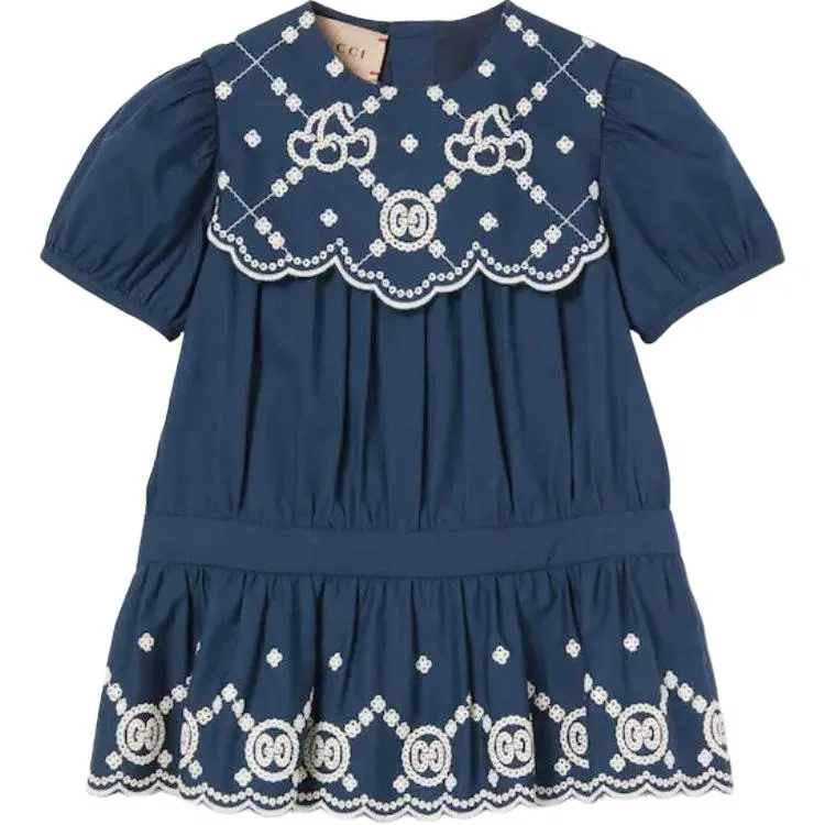 Детское платье для девочек с коротким рукавом Dark Blue GUCCI