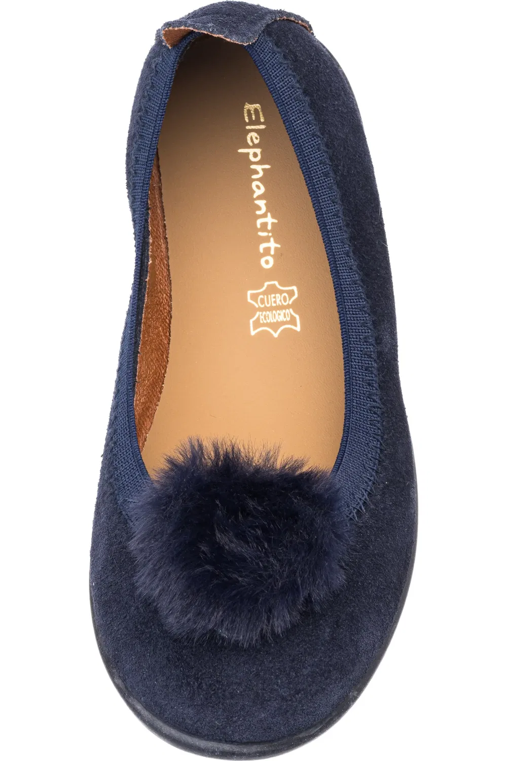 Балетки детские с помпоном из искусственного меха Faux Fur Pompom Ballerina Elephantito, синий — фото 3