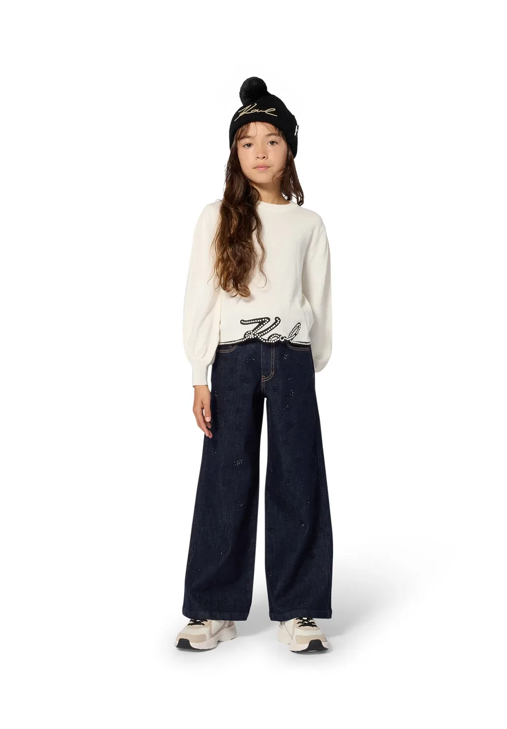 Pull manches longues - jumper Karl Lagerfeld Kids, Creme
