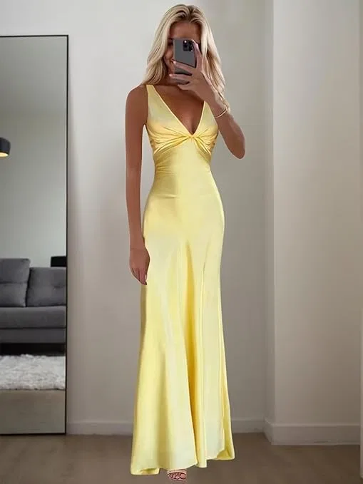 Женское вечернее платье-майка с разрезом Satin Mermaid Prom, Mint Green — фото 2