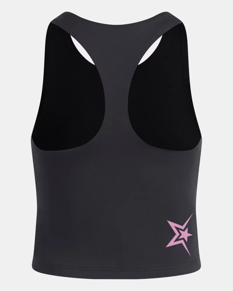 Детский топ-кроп с эластичной влагоотводящей тканью UA Motion Foil UnderArmour, Black/Jet Gray — фото 2