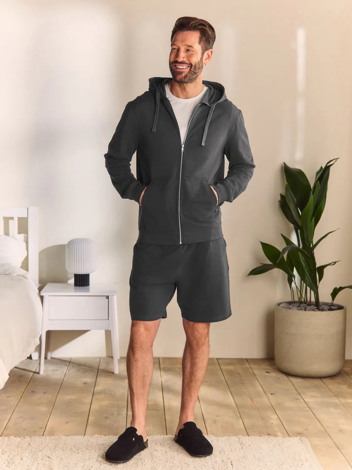 Худи на молнии, легкий джерси, Slate Grey Loopback Zip Up Hoodie Next, серый сланец — фото 2