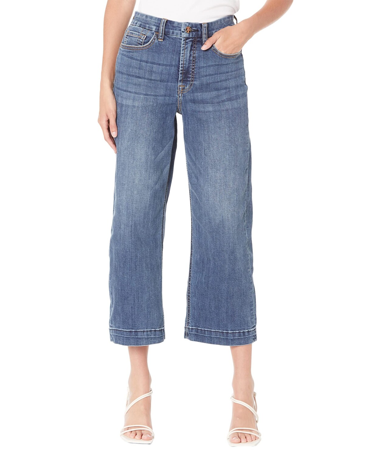 

Джинсы JEN7, Cropped Wide Leg w/ Trousers Hem in Wisteria Broken Twill