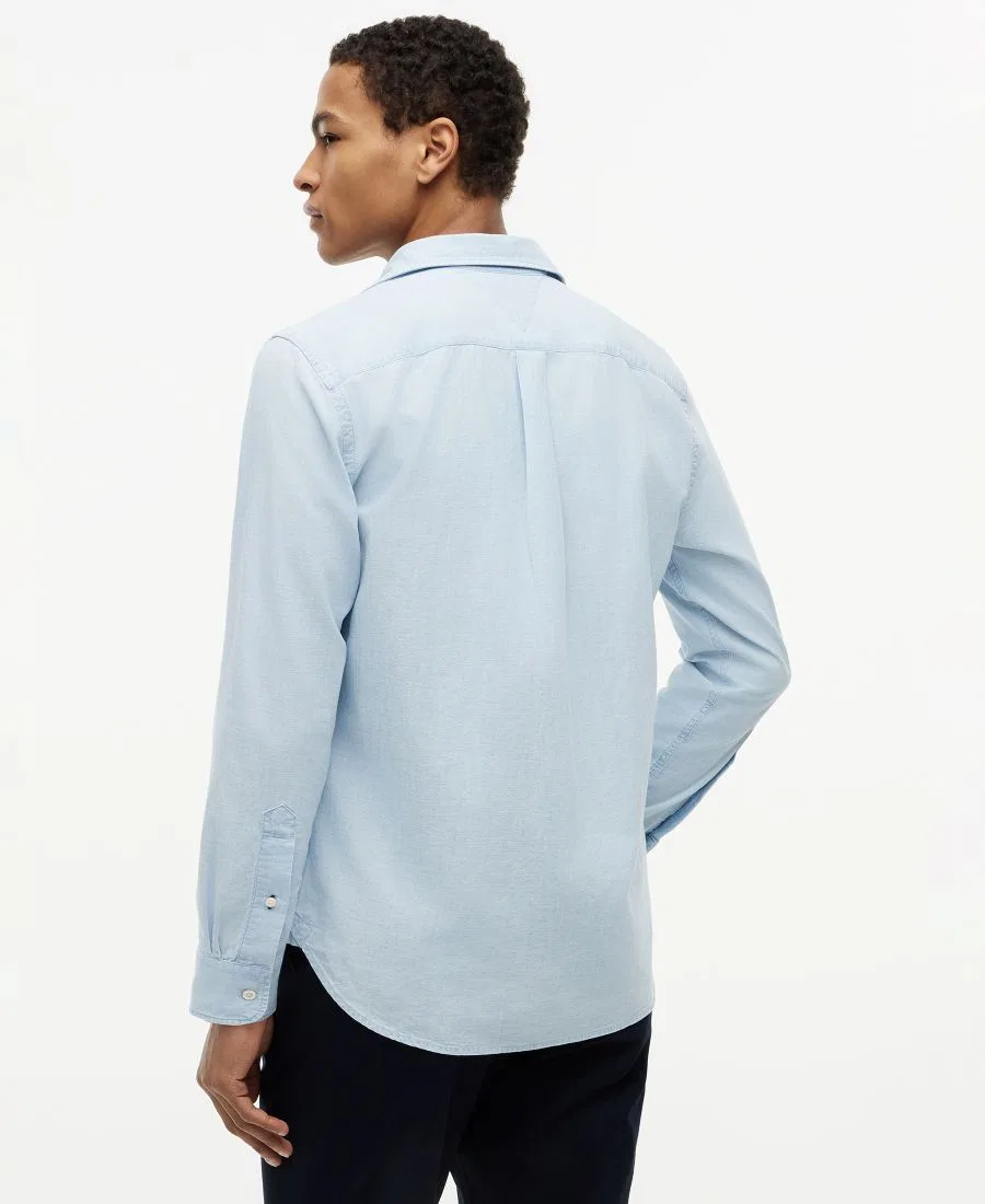 Мужская рубашка свободного кроя из шамбре с длинным рукавом Tommy Hilfiger, Light Blue Chambray — фото 4