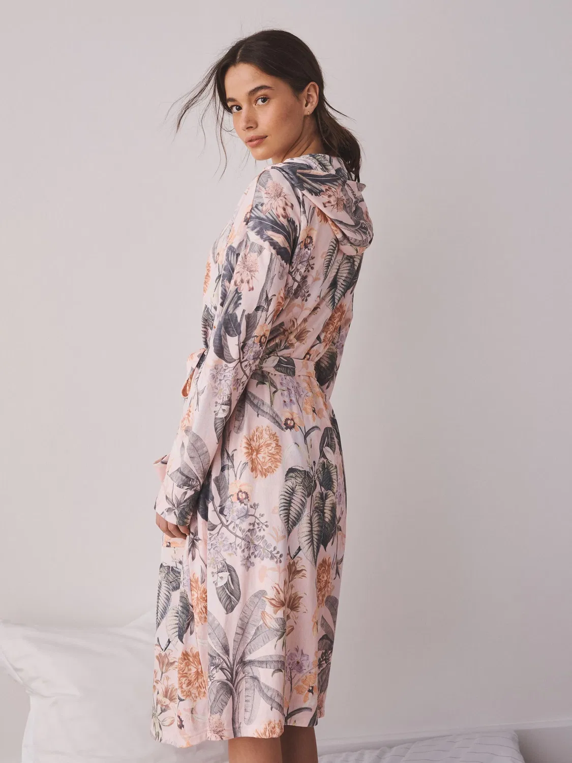Халат, принт Kew Garden, Cosy Lightweight Dressing Gown Next, персиково-розовый — фото 3