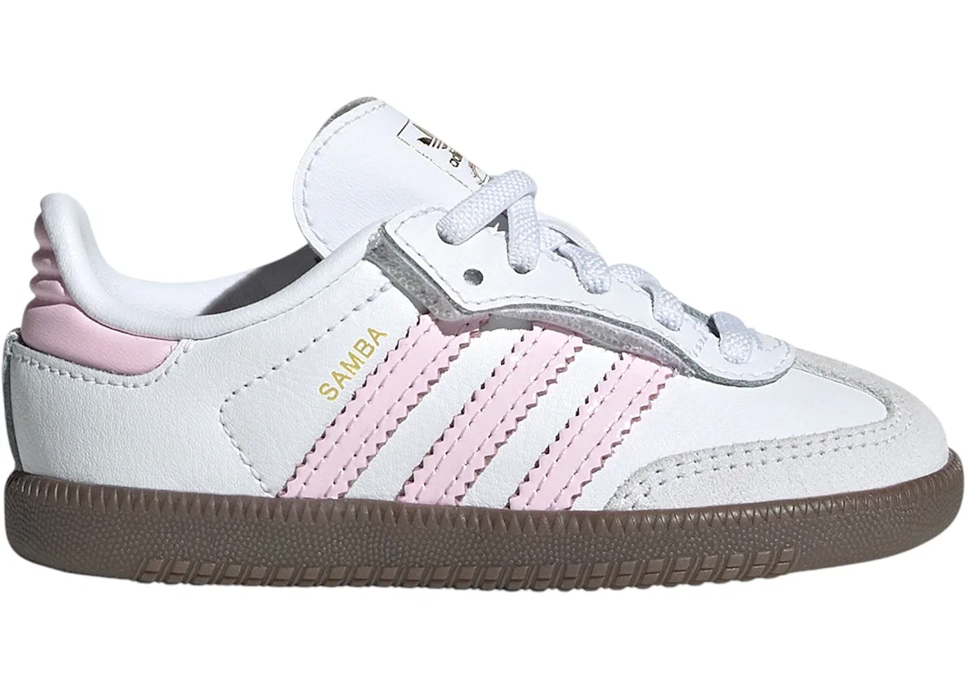 Детские кроссовки Lifestyle с удобной застежкой Adidas Samba OG Comfort Closure, Cloud White/Clear Pink/Gum