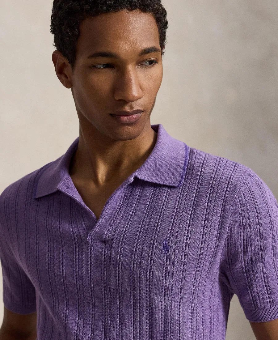 Мужская футболка-поло с текстурой Polo Ralph Lauren, Light Coronet Purple Heather — фото 3