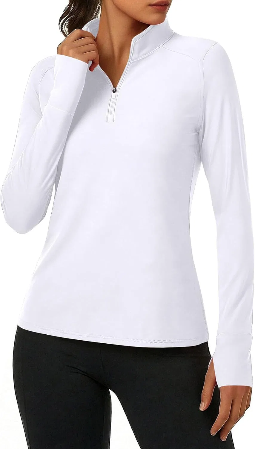 Женская рашгард с длинным рукавом UPF 50+, White